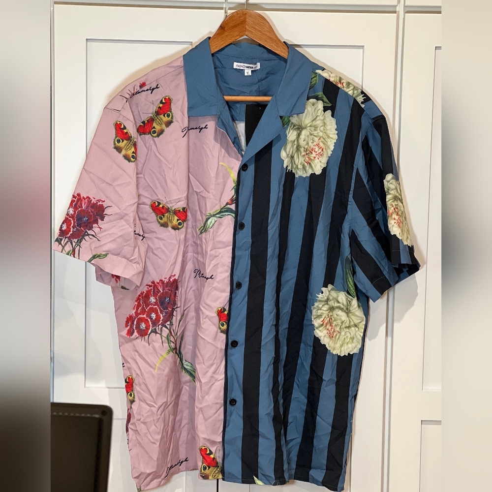 Fashion Nova Effects Mens XL Short Sleeve Woven Top